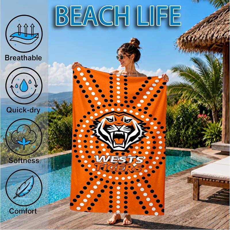 Wests Tigers Roar Stärke und Stolz Strandtuch, Schnelltrocknend, Pflegeleicht, Geeignet für Fitness und Strandurlaub, Sport-Essential