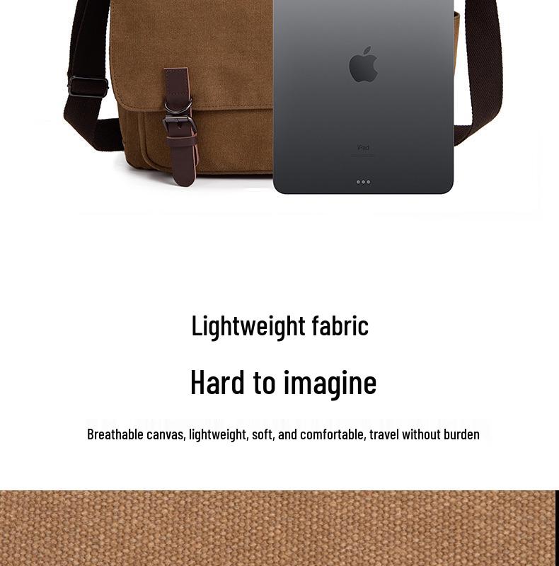 Men's Canvas Messenger Bag - Travel Crossbody, Shoulder Laptop Bag, Briefcase