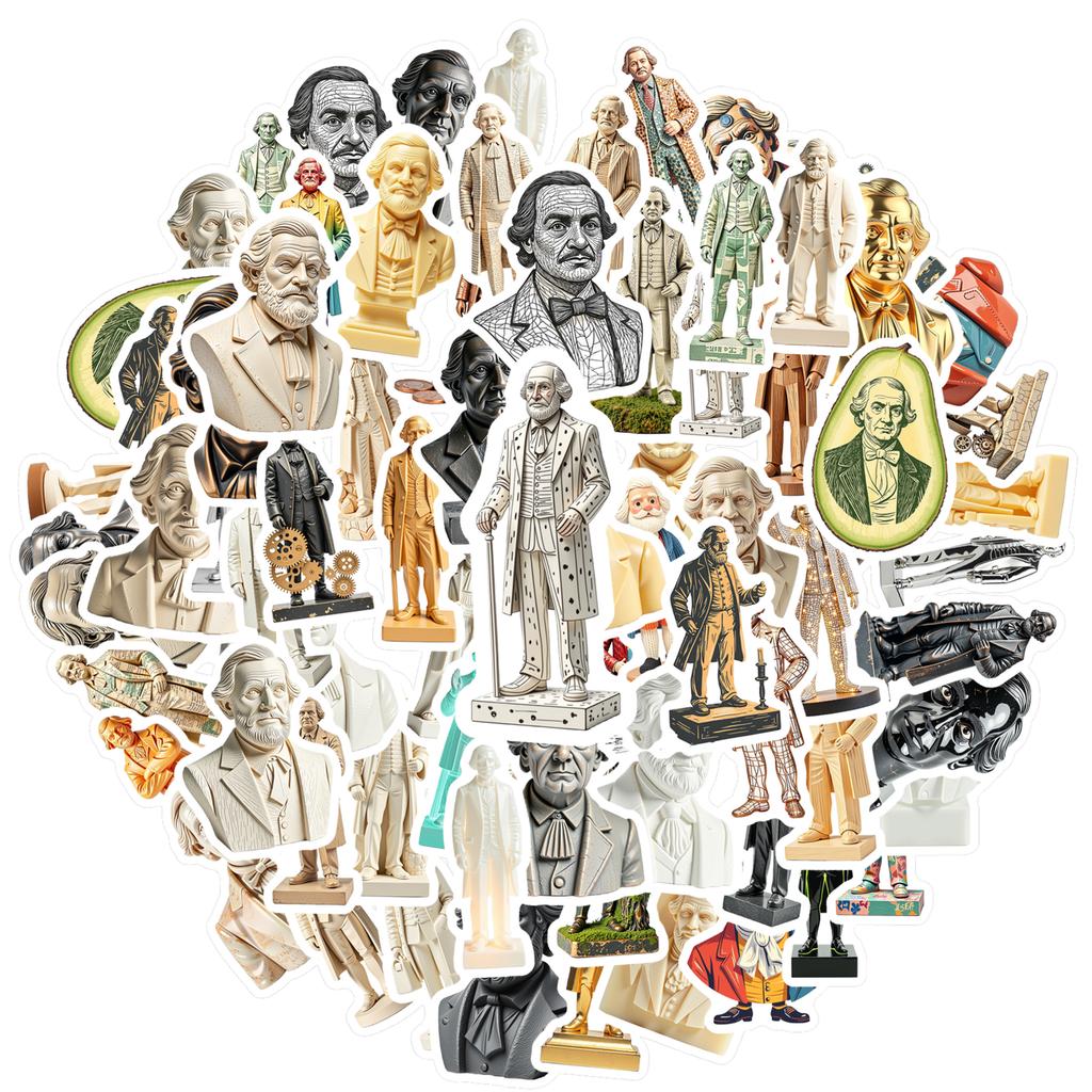 35-100pcs Historical Figure Stickers Teacher Reward Stickers Stationery School Supplies Decorative Luggage Laptop Cup Diary Book