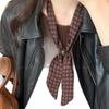 Retro plaid silk scarf women's cashew nut beaded pullable niche neck scarf accessories new design neck accessories