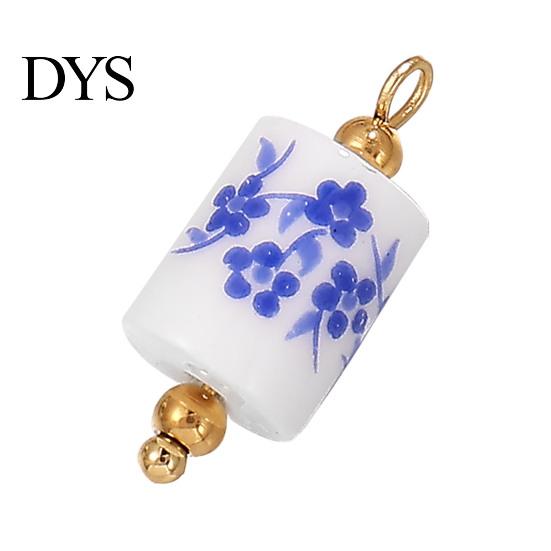 Versatile Jewelry Charm Handmade Ceramic Necklace Pendant, Star Fish Flower Charms with Golden Plated Pendant Findings, Ocean Theme for DIY