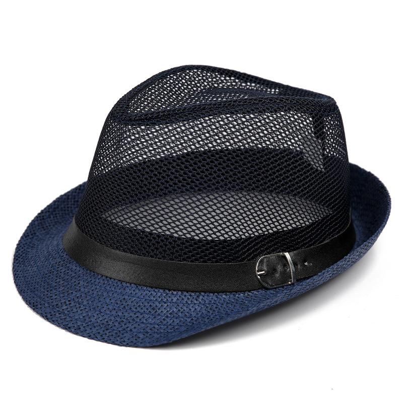 Summer hat men's top hat sunscreen breathable sunshade straw hat cool hat grandpa outdoor mesh hat