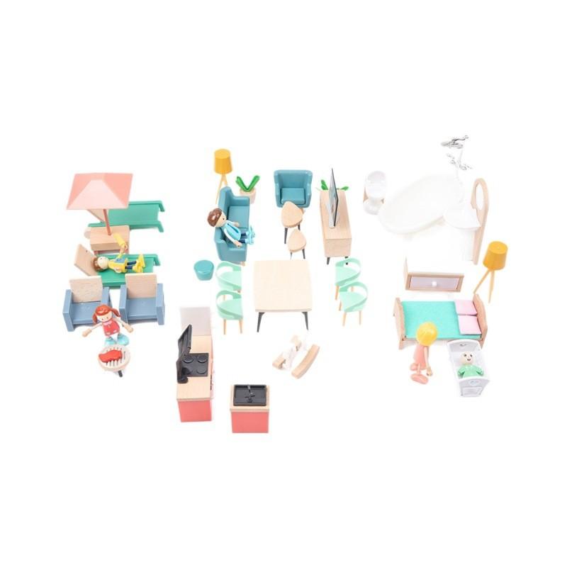 Childrens Play Pretend Furniture With Wooden Miniatures For Daily Gift Birthday