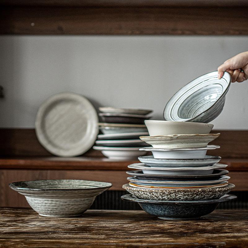 Straw Hat Plate Large Collection Retro European Ceramic Western Bowl Restaurant High Value Salad Bowl Soup Bowl Tableware