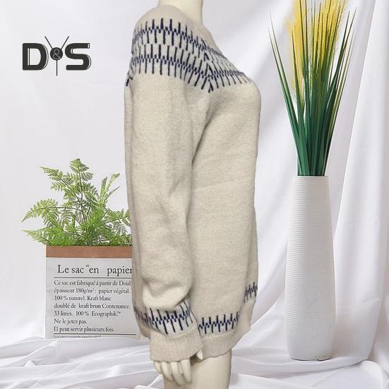 Vintage Damen Pullover Rundhals Langarm Farbblock Loose Pullover Pullover Mode Bequem Warm Strickmode Herbst Winter Gestrickte Kleidung