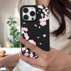 Pink Peach Blossoms Floral Pattern Case For iPhone 17 Pro Max Funda iPhone 16 Pro Max 15 14 13 12 11 Air 16E Leather Texture Silicone Cover