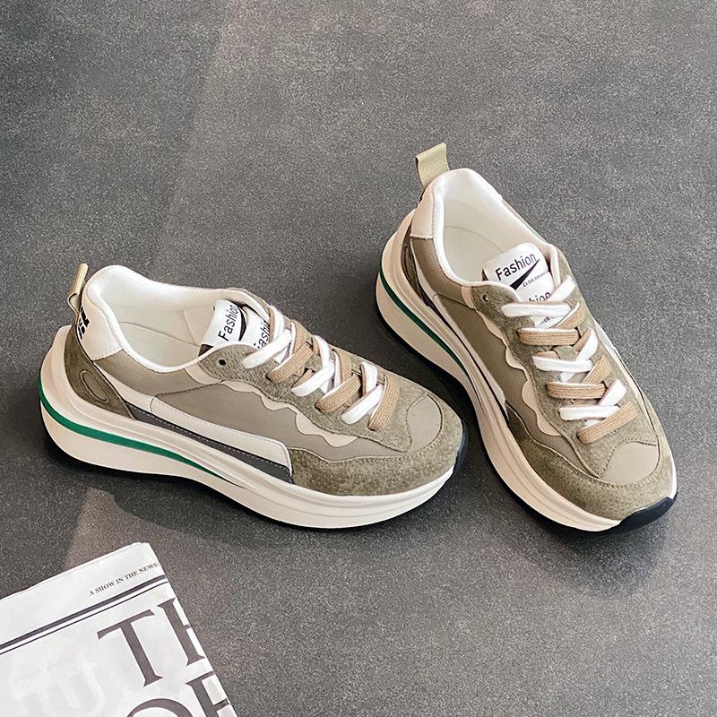 Women's spring new leather platform shoes fashion versatile sports and leisure shoes