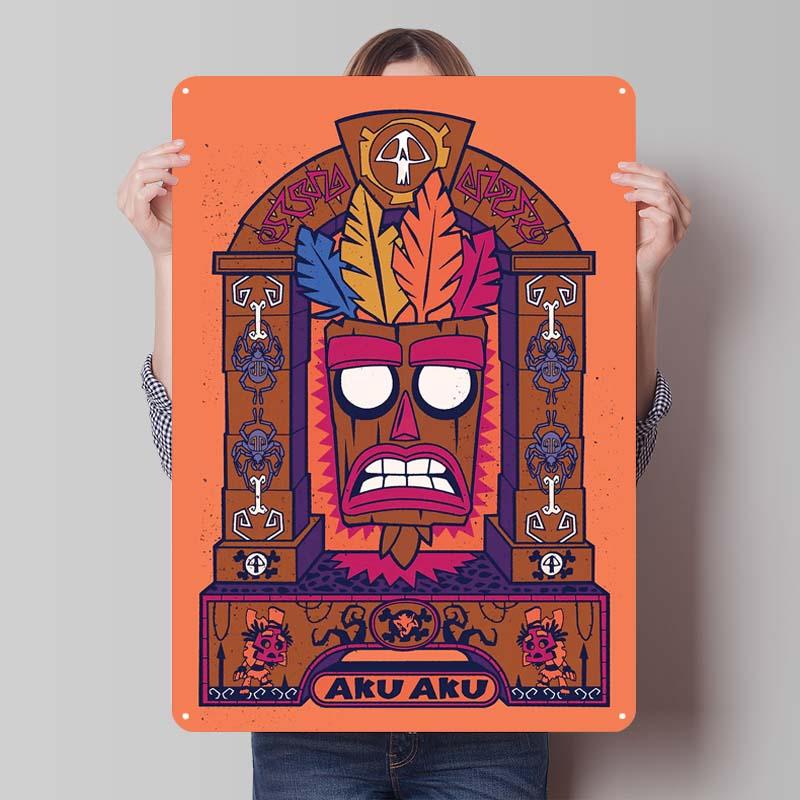 Crash Bandicoot Posters Classic Game Metal Signs Wall Art Mural Custom Tinplate Plaques for Gamers Gaming Room Decoration Retro