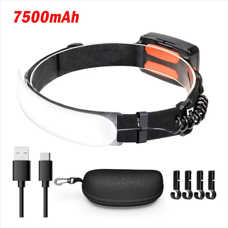 1500LM High Power LED Headlamp COB Head Flashlight With 7500Mah Built-in Battery USB Rechargeable Fishing Camping Lantern Torch