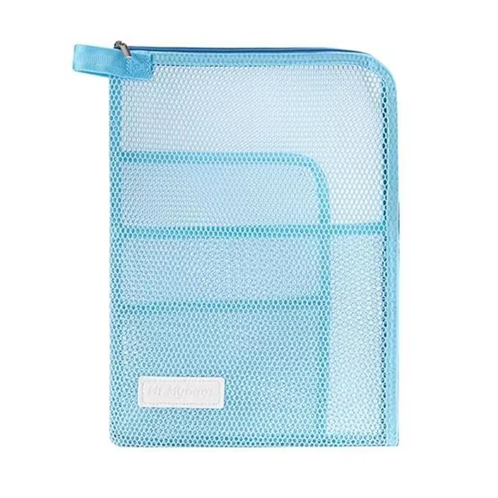 

Small Handle Portable Mesh File Folder Large Opening Document Folder Bag Students синий