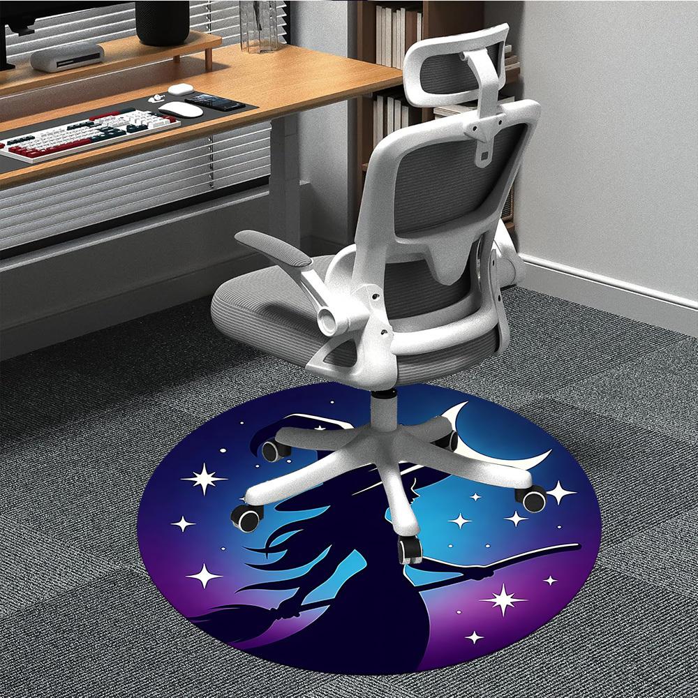 1pc Witch Moon Office Round Area Rug, Indoor Mat Suitable ForOffice, Under Office Chairs Bedroom Living Room Home Decor T160