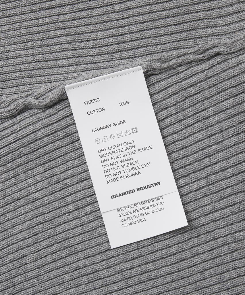 Beulaendideu Hard Twist Ribbed Henley Neck Knit [Melange Gray]