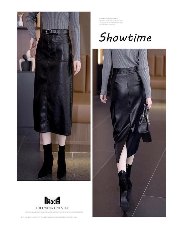2025 Neue High-Waist Midi Leder Bleistiftröcke für Herbst/Winter