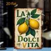 2D Flat, 1pc Vintage Italian-Inspired Amalfi Lemon& Flower Metal Tin Wall Art- Rustic 19.81cm x 29.97cm Indoor/Outdoor Decor wit