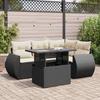 VidaXL Garden Lounge Set 5 Pcs with Cushions Black Wicker 3326627