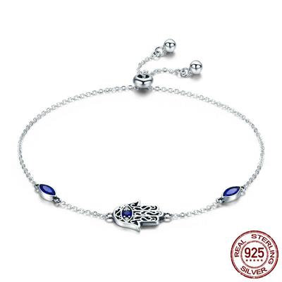 Fashionable and Simple S925 Sterling Silver Bracelet Pampering Diamond Palm Adjustable Women's Bracelet