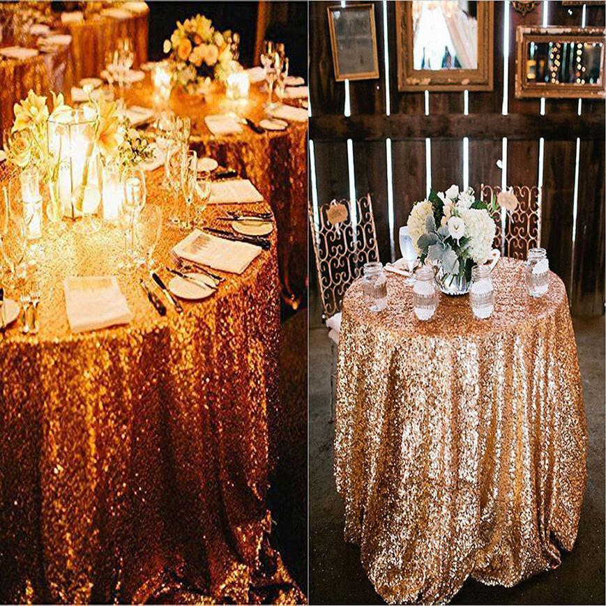 Elegant And Shimmering Sequin Tablecloth 48'' Round For Wedding And Dining Tables