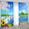 Custom Japanese Landscape Curtains Mount Fuji Red Maple Tree Theme Japanese Restaurant Window Semi-blackout Curtains 2Panels