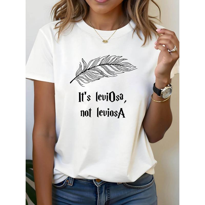 

It s Leviosa Not LevioSa Spell Print T-Shirt - Short Sleeve Crew Neck Casual Top with Correct Wording, Non-Breaking Suitable for Summer & Spring, S белый