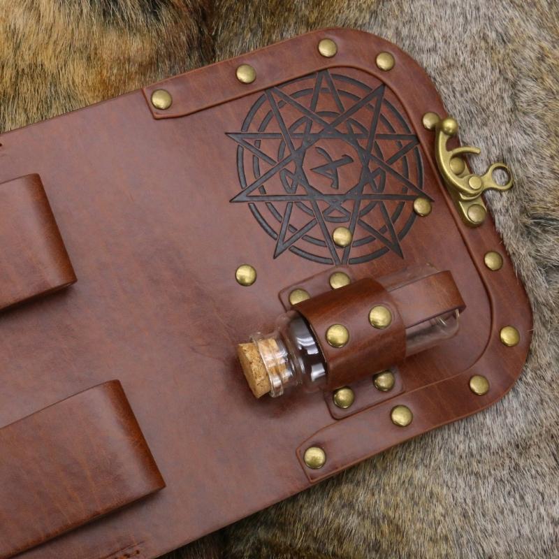 Set of 2pcs Medieval Style Alchemist Bottle Waist Pouch Belt Set For Role Playing Costume Accessories PU Leather