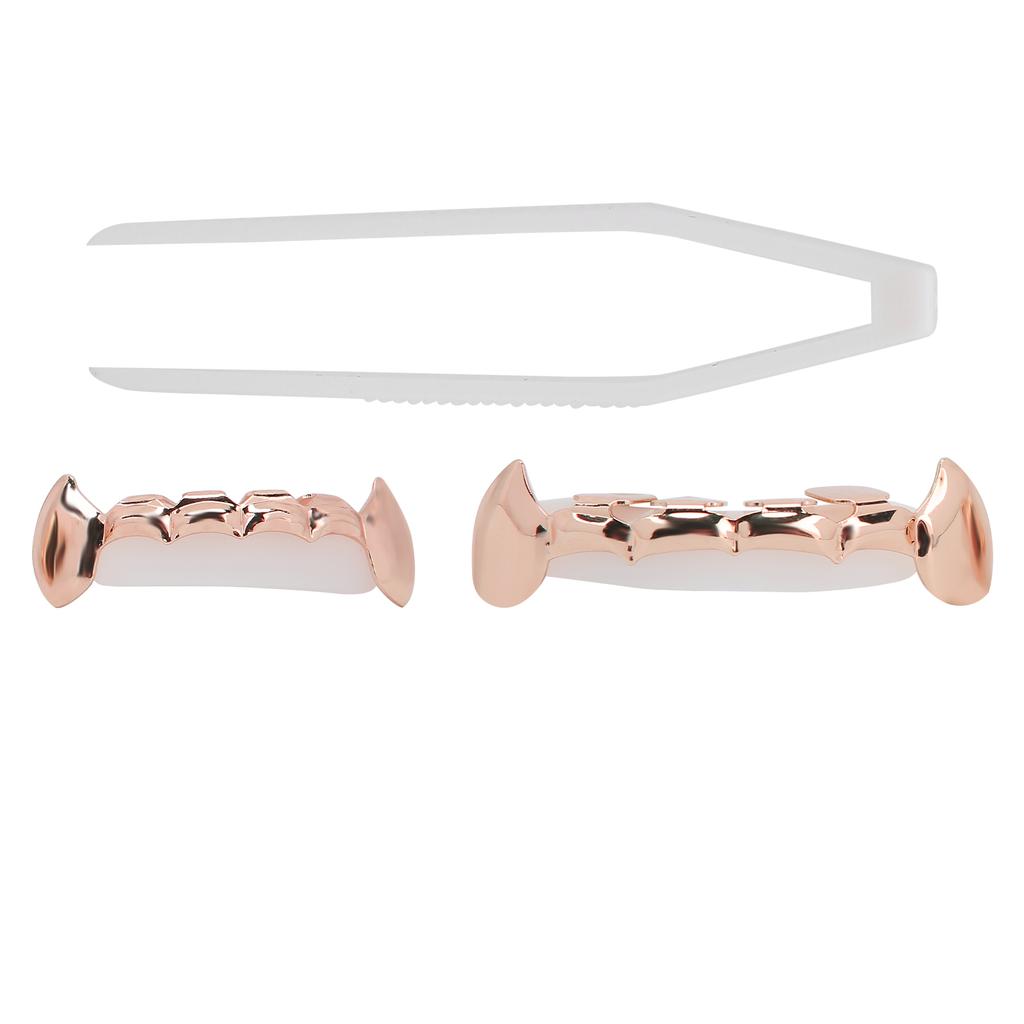 Hip Hop False Teeth Set Reusable Unfading Copper Halloween Festival Teeth Decoration Brace