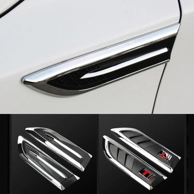 2szt/partia 3D Naklejki Maska Samochodowa Chromowana Grille Rekina Skrzela Symulacja Przepływu Powietrza Otwór Auto Zewnętrzna Dekoracja Chromowane Naklejki Stylizacyjne