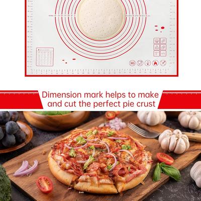 Halkfri Silikon Bakmatta med Mått Nonstick Tjock Bakmatta för Utkavling av Deg Fondant Pizza Matta Bänkskiva Matta