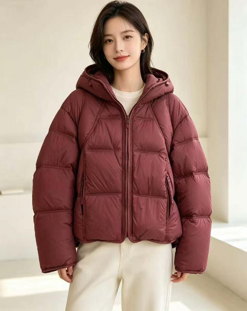 New puff down jacket women's short hooded Korean version loose small bread jacket thickened warm jacket women