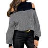 2026 Fall/Winter Retro Striped Off-Shoulder Lantern Sleeve Sweater for Women