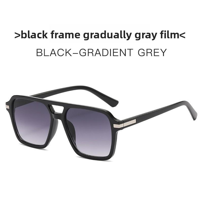 Uv400 Retro Double Bar Square Sunglasses With Gray Lenses For Outdoor Sports