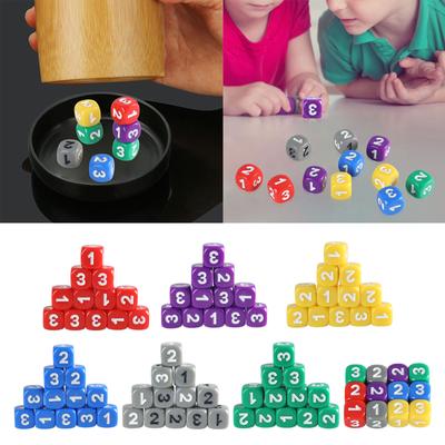 12-teiliges Würfelset, 13 mm, solides Spielwürfelset mit großen Zahlen, 6-seitige Acrylwürfel, pädagogische Würfel mit abgerundeten Ecken