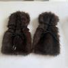 Women's Winter Faux Furs Leg Warmers with Adjustable Crisscross Ties for Textured Cold-Weather Layering and Boot-Top Looks