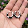 Black Awn Black Stone Hoop Earring