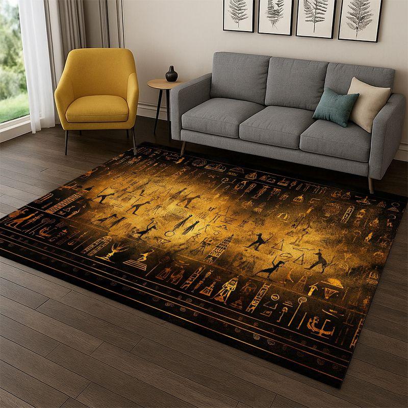 Tapis Pictogramme Mythologie Égyptienne pour Chambre à Coucher Salon Canapé Salle de Jeux Paillasson Décoration Intérieure, Tapis pour Espace Enfant Antidérapant