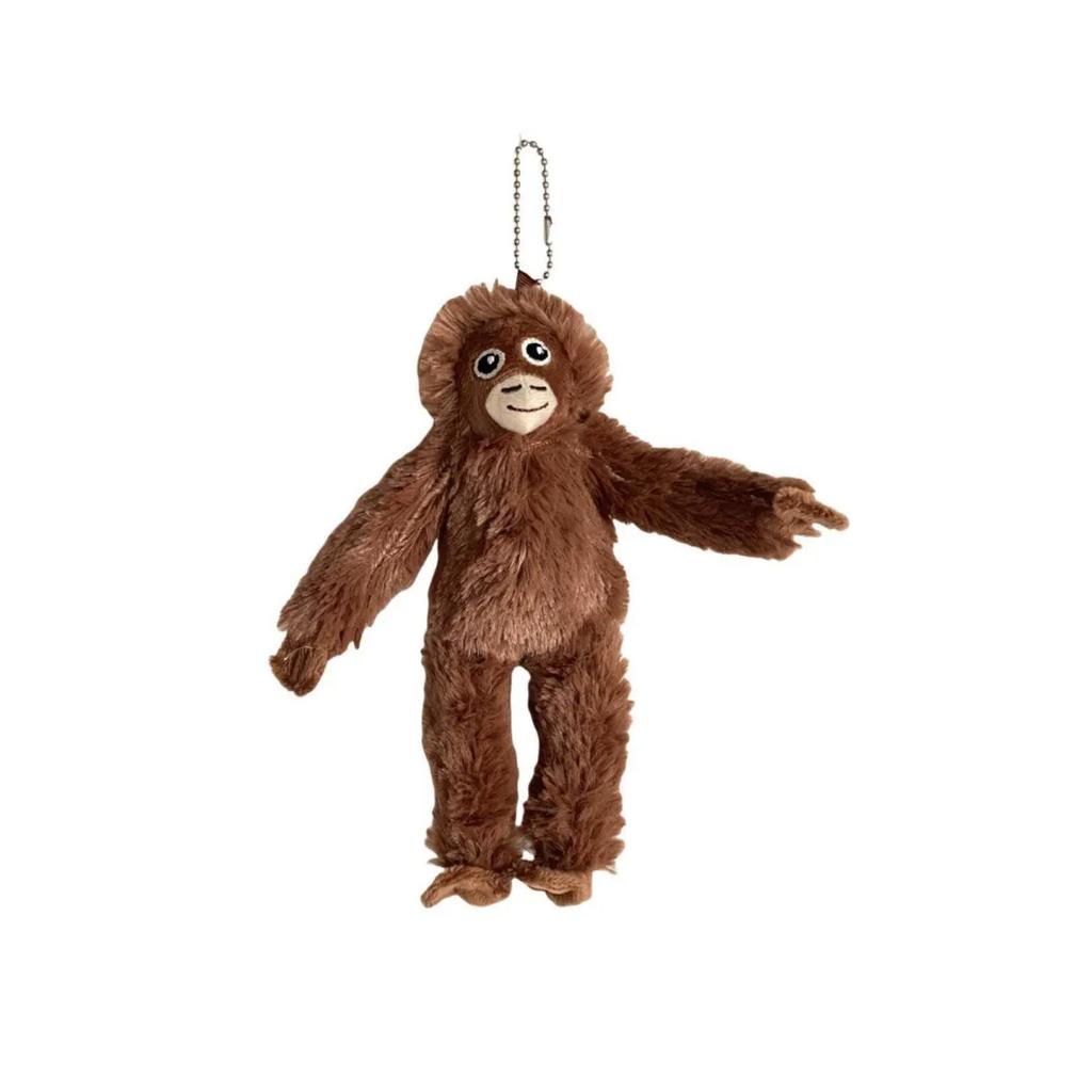 StockCute In Red Orangutan Plush Keychain Bag Charm Soft Stuffed Monkey Pendant Mini Animal Plush Toy Gift Home Decoration