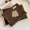 Winter Scarf Women Luxury Autumn Winter Cashmere Scarf Thickened Warm Shawl Classic Tassels Fluffy Scarf Solid Color Soft Shawl