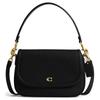 Legacy 26 Brand Logo Flip Closure Cowhide Hand-held Crossbody Shoulder Bag Medium Size Women's Black