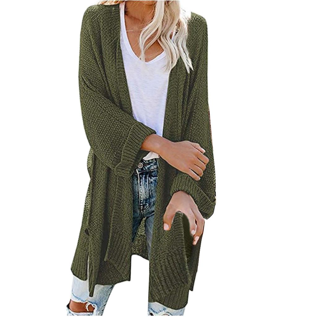 Damen-Strickjacke, locker, einfarbig, langärmelig, lässig, gestrickt, Oberbekleidung