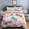 Retro-Themed Patterns With Music Elements Print Bedding Set 1Duvet Cover 2Pillowcases For Adult Children Luxury Gift Full Size