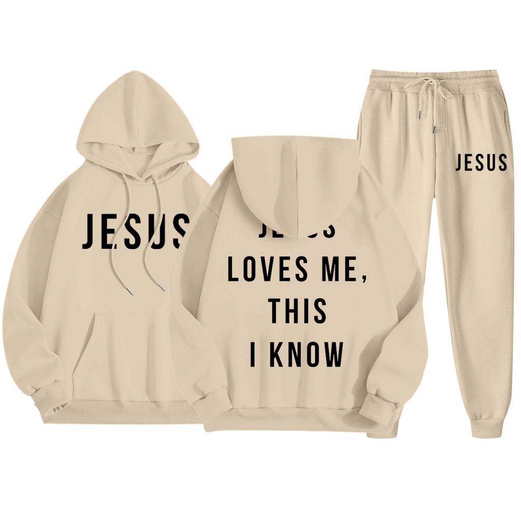 Men's Casual Solid Color Letter-printed Sweatshirt Set, Men's Fleece Hooded Drawstring Sweatshirt And Sweatpants Two-piece Set