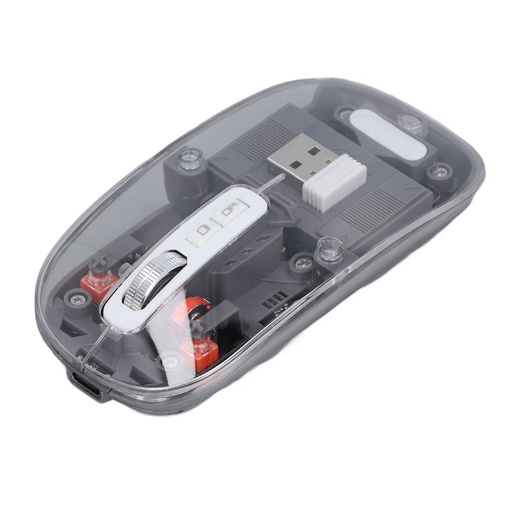 Bluetooth Wireless Mouse BT1 BT2 2.4GHz 3 Mode Silent Adjustable DPI Rechargeable Transparent Mouse