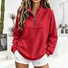 Gefütterter Viertelreißverschluss-Pullover-Sweatshirt für Damen mit Raglanärmeln für Herbst und Winter