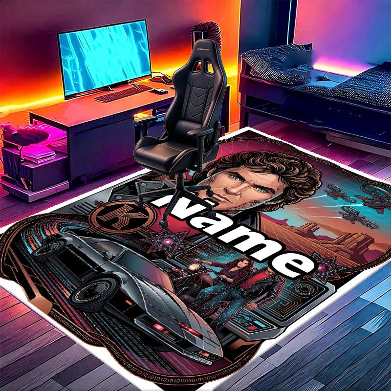 Custom Name Personalized Knight Rider Print Carpet, Versatile Home Decor Rug, for Playroom, Apartment, Balcony, Entryway, Hallway Gift