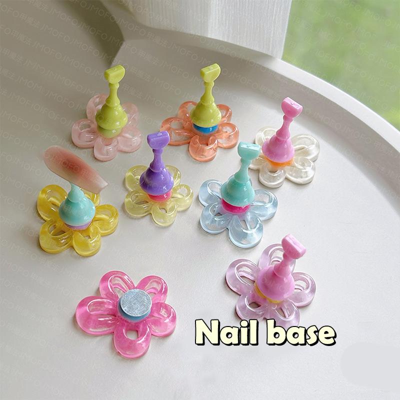 Flowers Nail Stand For Press On Nails Acrylic Shower Shelves Nail Display Magnetic Holder Manicure Organizer Tools