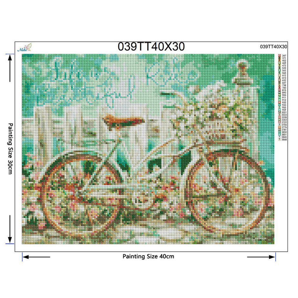 Embroidery Spring Landscape Diamond Painting Bicycle Full Round Rhinestone Picture Home Decor