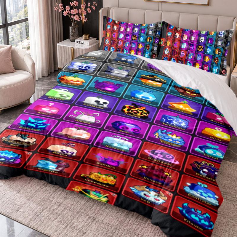 Blox Fruits 3Pcs Bedding Set Duvet Cover With Two Pillowcases For Bedroom Home Decoration