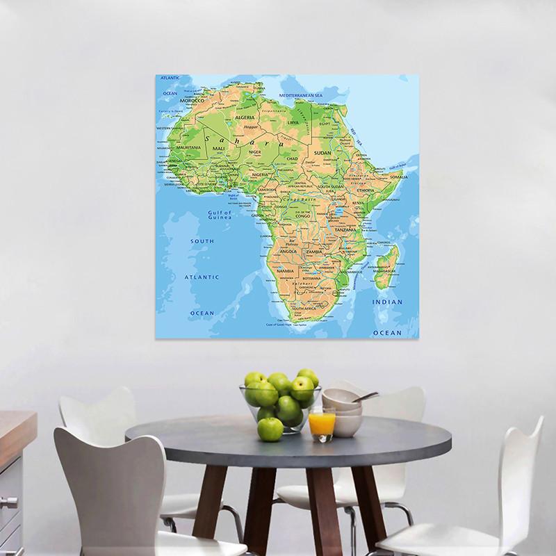 Francuskie Tło Mapy-Kontynent Afrykański-Mapa Topograficzna Kraju,Dekoracja Ścienna,Narzędzie Geograficzne,Narzędzia Turystyczne