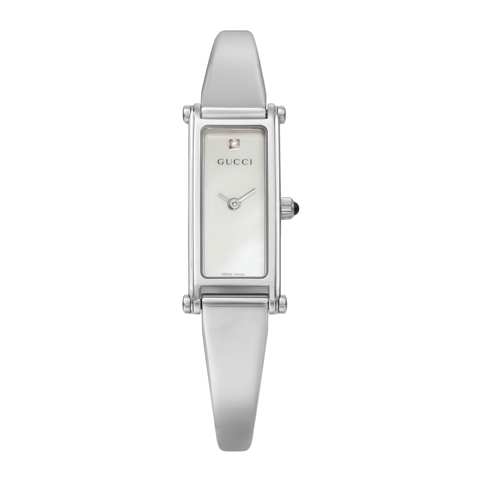 

Wristwatch 1500 White Pearl Dial Stainless Steel Mineral Glass Quartz 1P Diamond 24MM Swiss Watch YA015561 Silver [Gucci] Women s [Used]