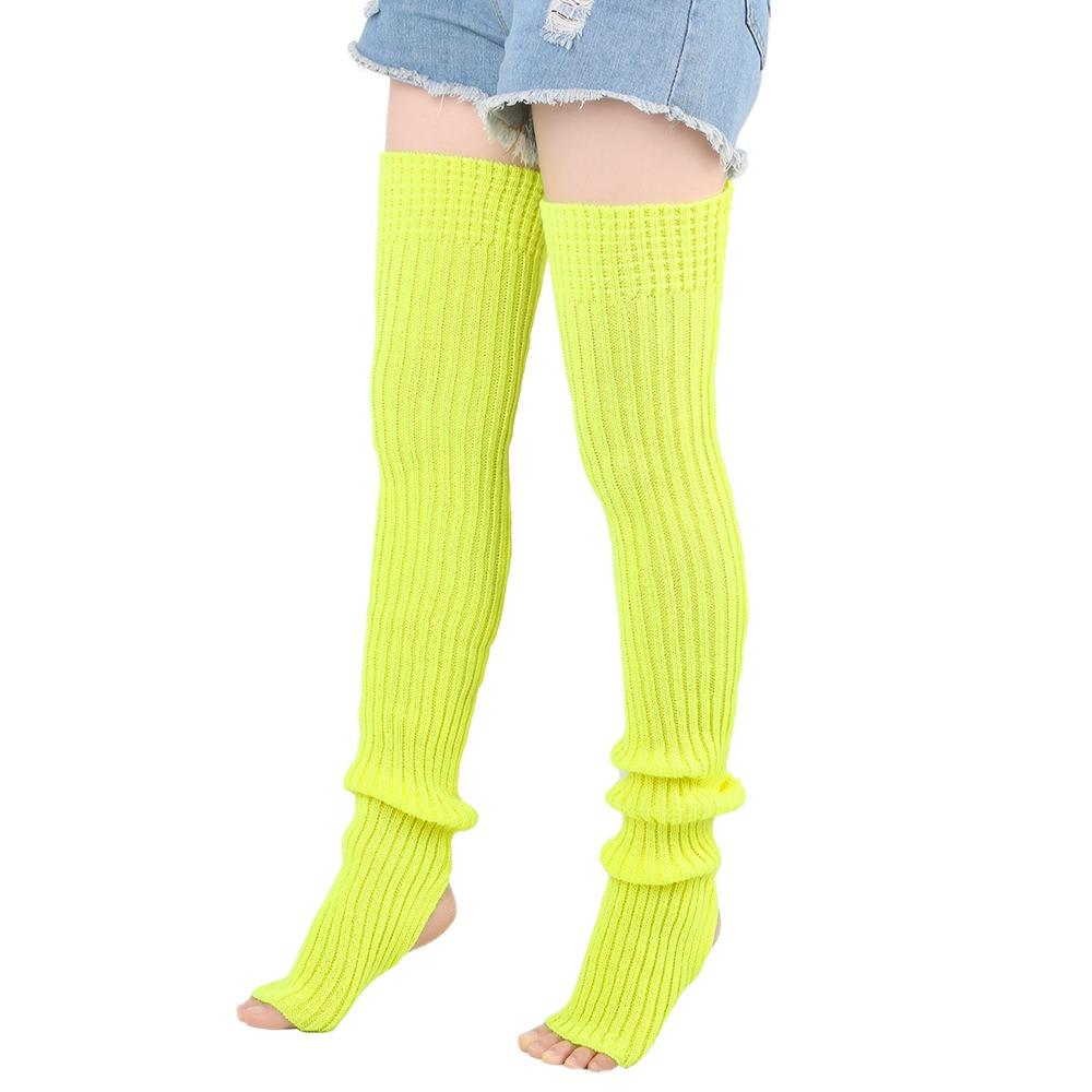 Female Legwear 80cm Leg Warmers Knitted Winter Warmth Warm Foot Cover Solid Color Wool Material Boot Warmers Yoga Practice