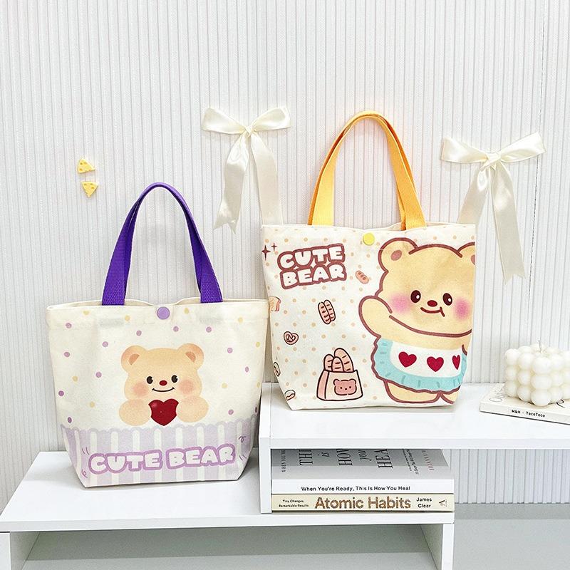 New bag wind butter bear canvas bag cute canvas bag portable daily storage woman